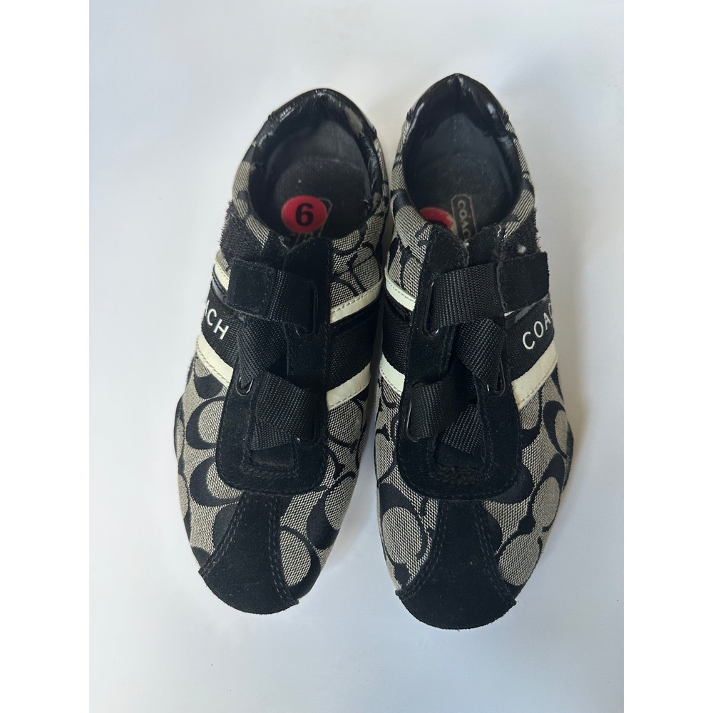 Coach Women's Jenney Q1036 Beige Black Signature Print Sneaker Shoes Size 7.5 M